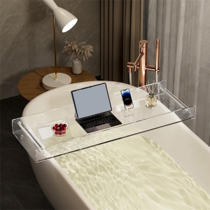 Vassoio portaoggetti per vasca da bagno in acrilico trasparente da 70 cm 
