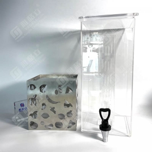 Distributore di bevande in acrilico trasparente Lucite con base in acciaio inossidabile 