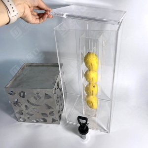 Distributore di bevande in acrilico trasparente Lucite con base in acciaio inossidabile 