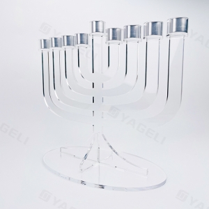 Chanukah Menorah acrilico trasparente staccabile a 9 rami con lucite 