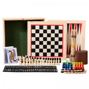 set di giochi di gioco Xo a scacchi in legno multifunzione 