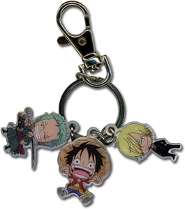 Portachiavi in metallo di One Piece Luffy, Zoro, Sanji 