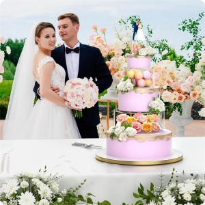 Espositore rotondo per torta in acrilico trasparente fai-da-te per la festa 