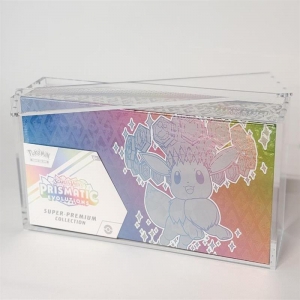 Vetrina in acrilico per la collezione Super Premium di Pokemon Prismatic Evolutions 