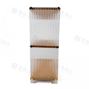 Mensola portaoggetti da scrivania a 3 livelli in bambù e acrilico scanalato 