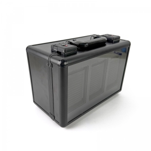 Custodia porta carte in alluminio a 3 scomparti con maniglia 