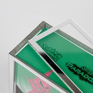 Custodia magnetica per scatola ETB in acrilico a specchio argento di lusso resistente ai raggi UV 