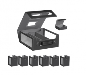 Scatola organizer multifunzione per carte in pelle PU, custodia porta carte collezionabili 