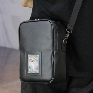 Borsa porta carte collezionabili a tracolla Oxford nera con finestra di visualizzazione 