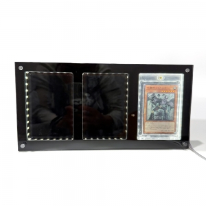 Cornice espositiva per carte collezionabili in acrilico LED a 3 scomparti con un solo tocco 